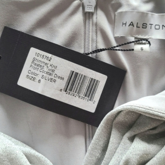 Halston Jody Pleated Midi Dress in Silver, Size 6, NWT - Picture 14 of 16